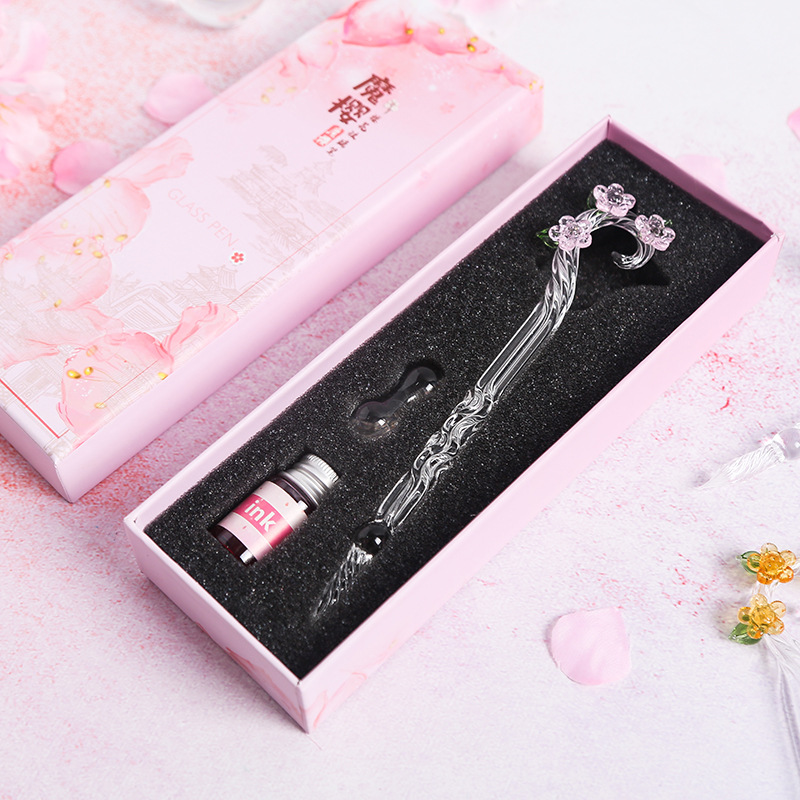 Magic Flower Glass Pen, Student gift Pen, Crystal Dip Pen Set, Pen Gift, Creative Starry Sky Glass Pen