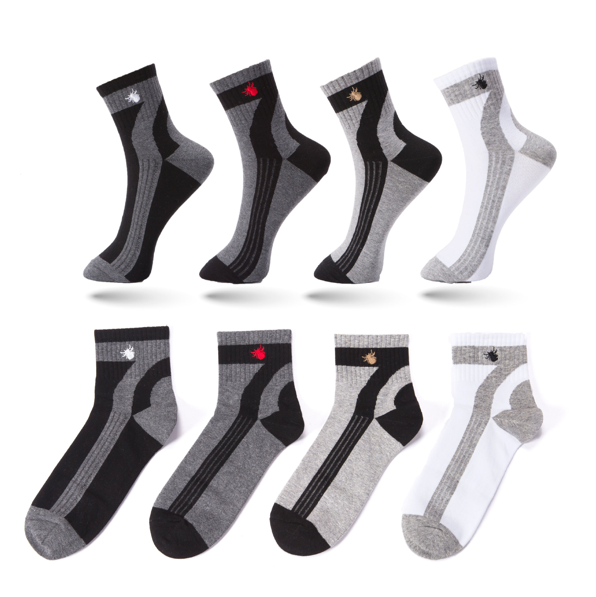 Milan Spider Autumn and Winter Pure ins Japanese cotton men's mid-calf sports basketball socks factory wholesale, individual packaging Item Picture