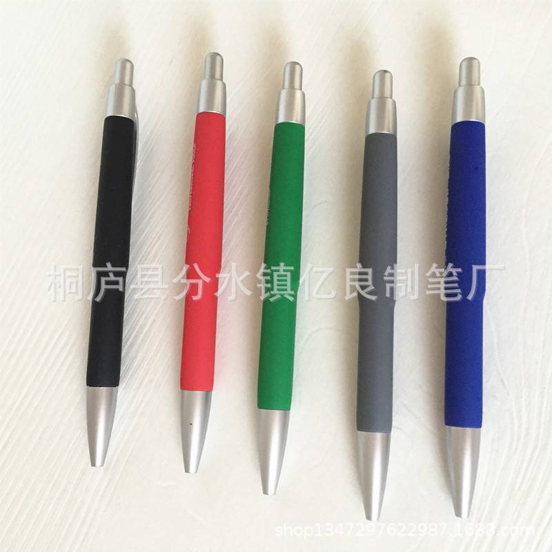 Spot Spray Rubber Ballpoint Pen Wholesale Printing Company Logo Hotel Pen Plastic Press Ballpoint Pen details Picture