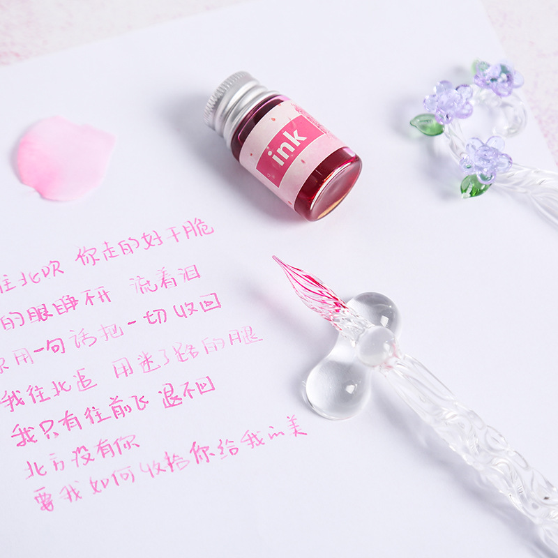 Magic Flower Glass Pen, Student gift Pen, Crystal Dip Pen Set, Pen Gift, Creative Starry Sky Glass Pen Application Scenario