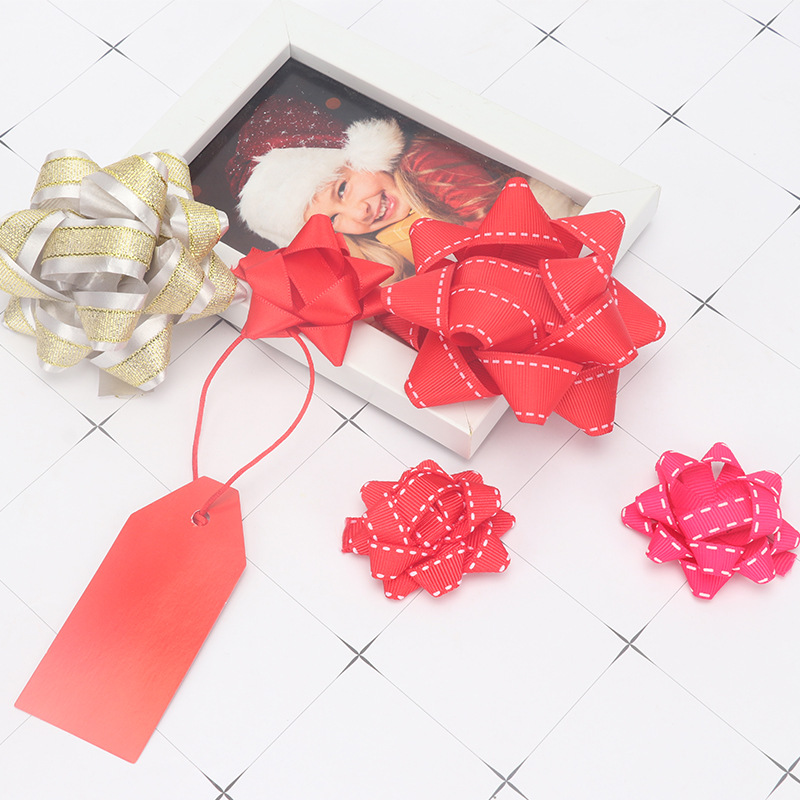 Wholesale High-Grade Gold Onion With Star Flower Christmas Polyester Silk With Star Flower Red Wine Bottle Gift Packaging Ribbon Flowers details Picture