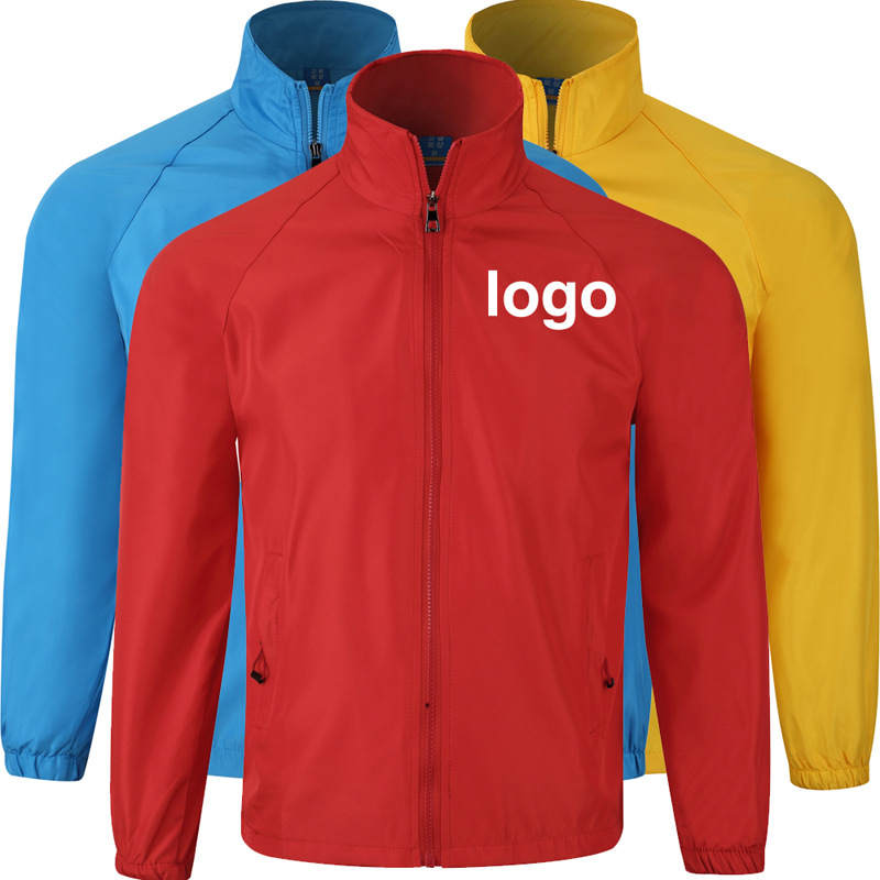 Autumn and winter long-sleeved event advertising work uniforms, customized logos, men's and women's coats, team-building cultural T-shirts, windbreakers, printed words Item Picture