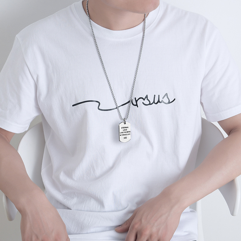 Trend Titanium Steel Necklaces For Men And Women Tiktok Bundy Hip Hop Six Stars Pendant Sweater Chain Simple Hip Hop Jewelry Wholesale details Picture