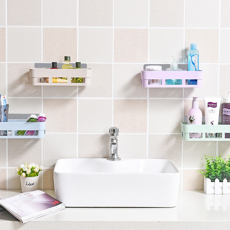 Rectangular bathroom storage rack, no need for drilling and no marks, toiletries storage rack, triangular storage rack for toilet and bathroom details Picture