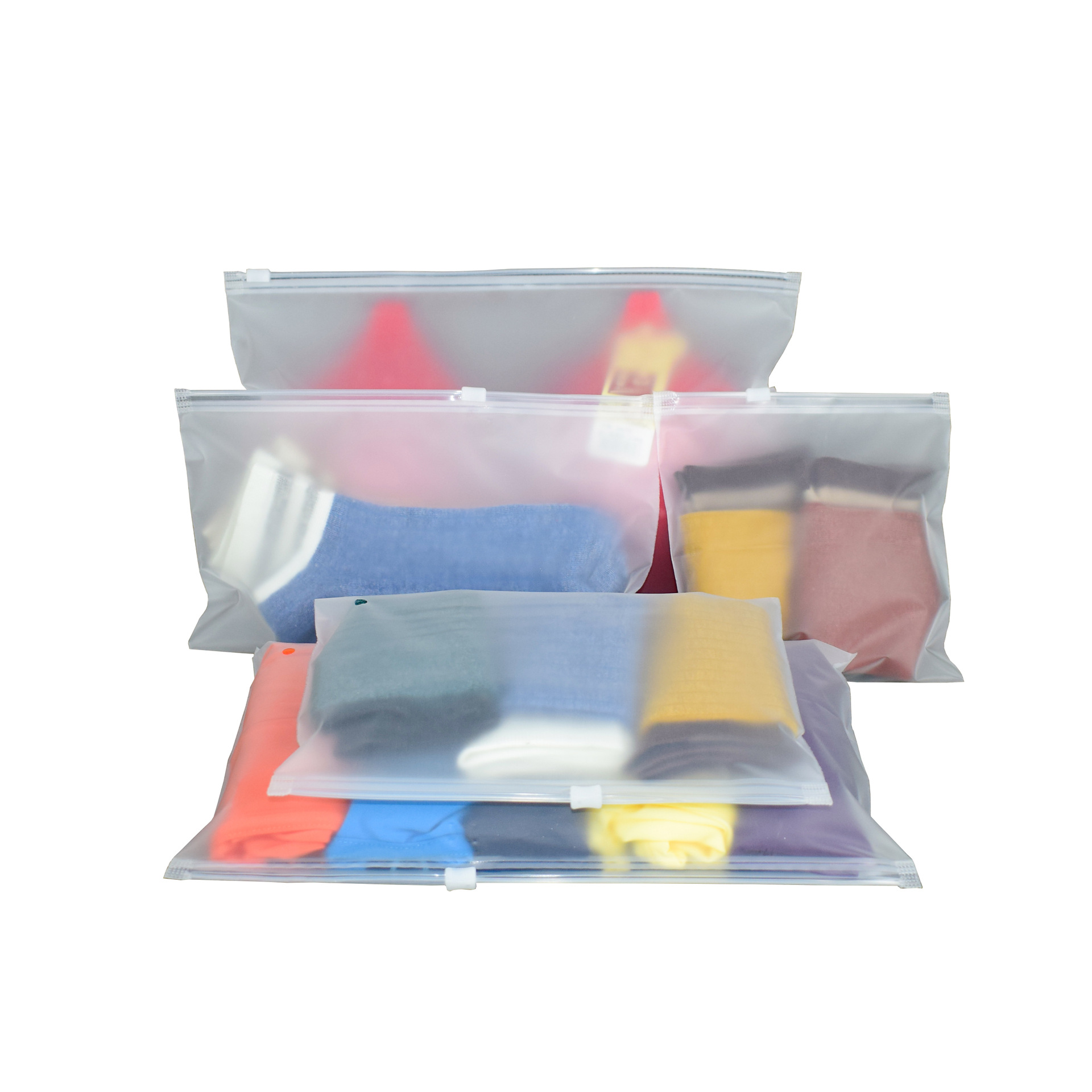 Horizontal clothing transparent frosted zipper bags, socks and underwear warning words, clothing packaging bags, frosted self-sealing bags, cross-border Item Picture
