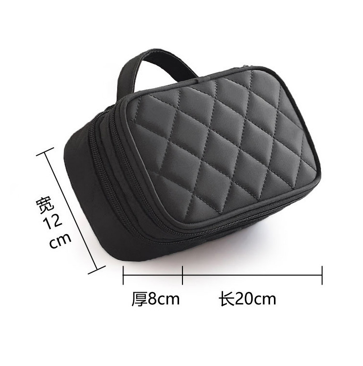 Waterproof Double-Layer Makeup Bag Creative Geometric Diamond Mesh Toiletry Bag New Nylon Storage Bag Portable Makeup Box Wholesale details Picture