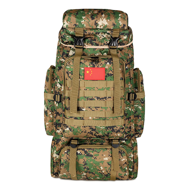 New large-capacity waterproof camouflage 80L backpack, outdoor sports mountaineering bag, travel and leisure backpack
