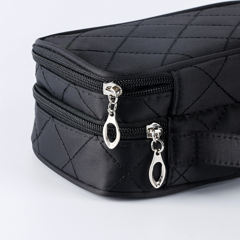 Waterproof Double-Layer Makeup Bag Creative Geometric Diamond Mesh Toiletry Bag New Nylon Storage Bag Portable Makeup Box Wholesale Item Picture