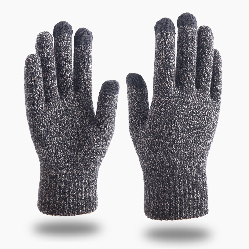 Love Warmth offers wholesale of new knitted gloves for outdoor use in autumn and winter, including thickened touch screen gloves with separate fingers made of wool for warmth details Picture