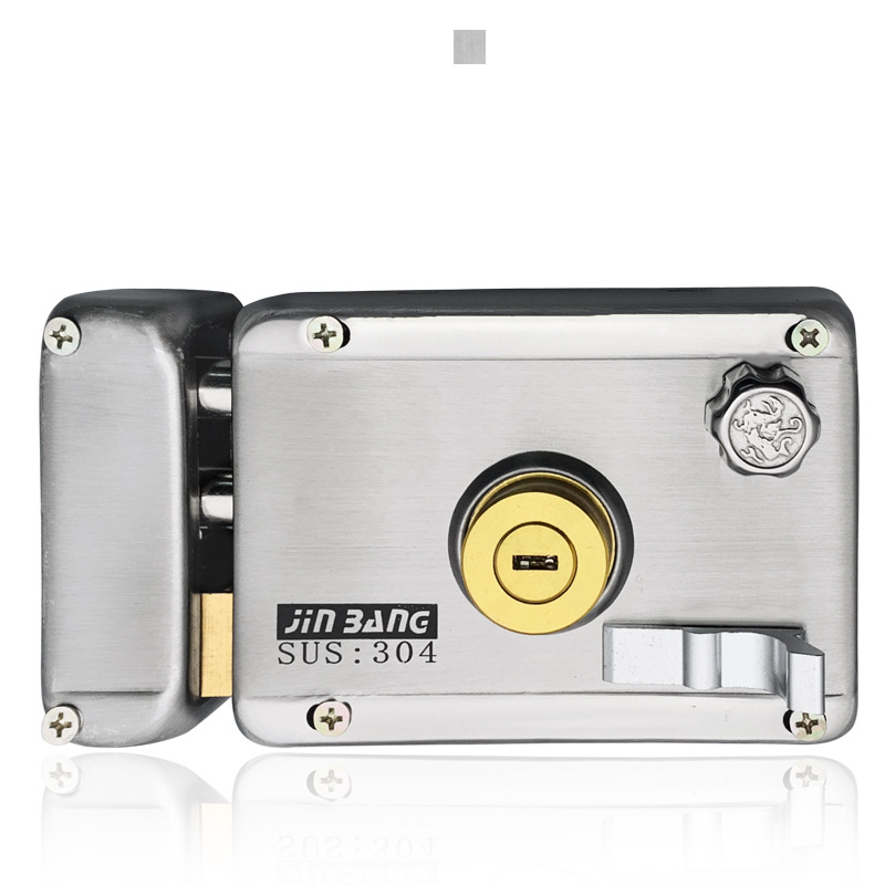 老式大门锁1.2厚不锈钢家用出租房防盗铁门锁 铜舌叶片外装门锁