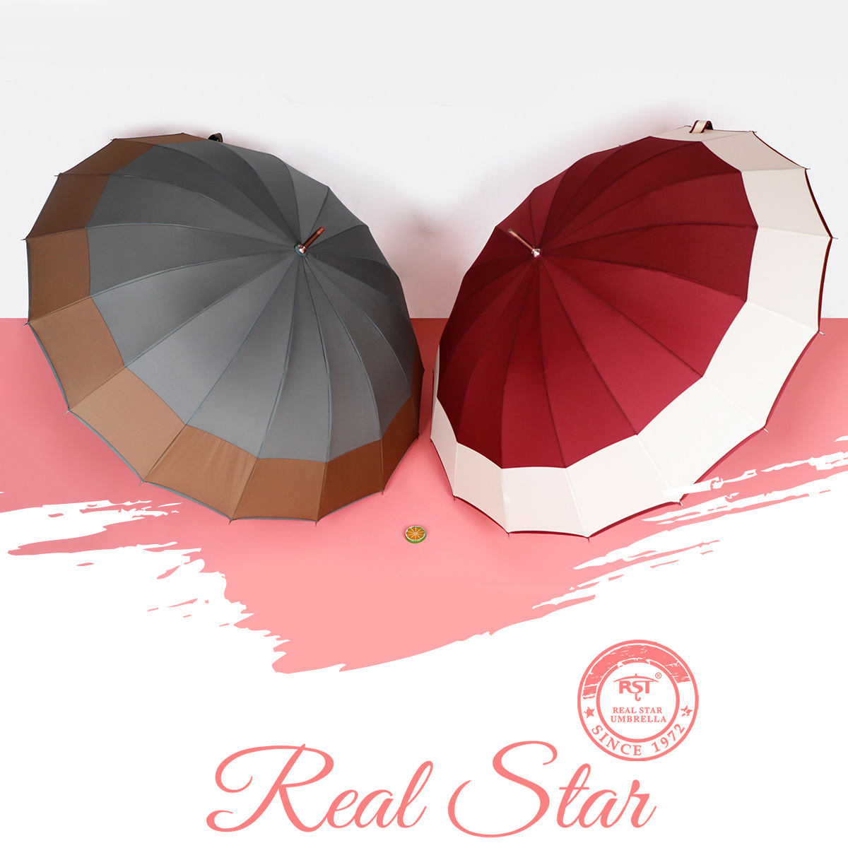RST Umbrella 16-bone umbrella with enlarged windproof frame and color-blocking edge business advertising umbrella wholesale details Picture