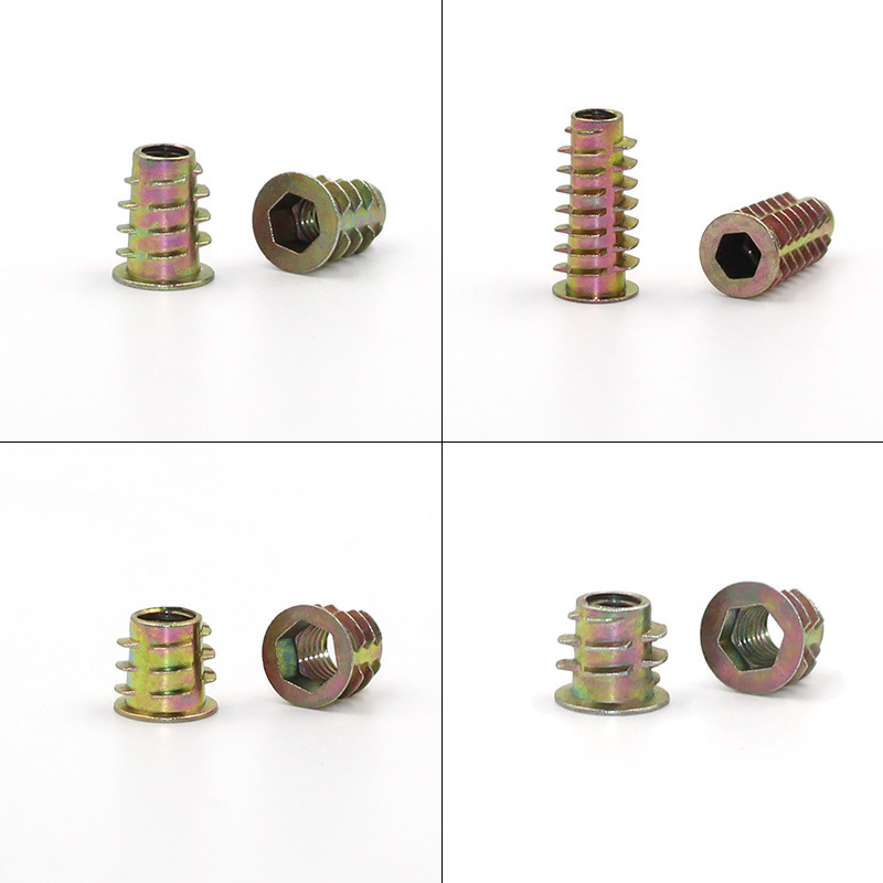Zinc alloy trapezoidal nuts, furniture nuts with internal and external threads, solid wood embedded nuts, and embedded hardware accessories Specification image