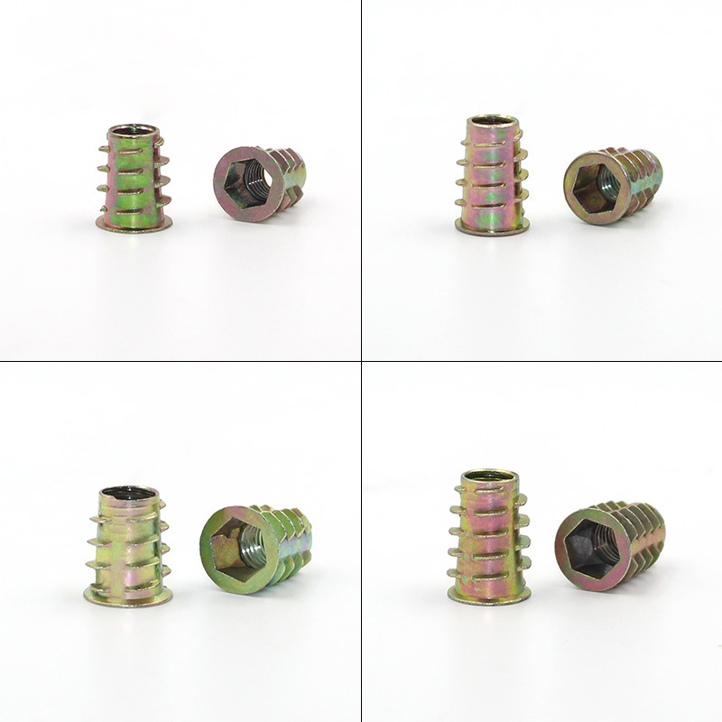 Zinc alloy trapezoidal nuts, furniture nuts with internal and external threads, solid wood embedded nuts, and embedded hardware accessories details Picture