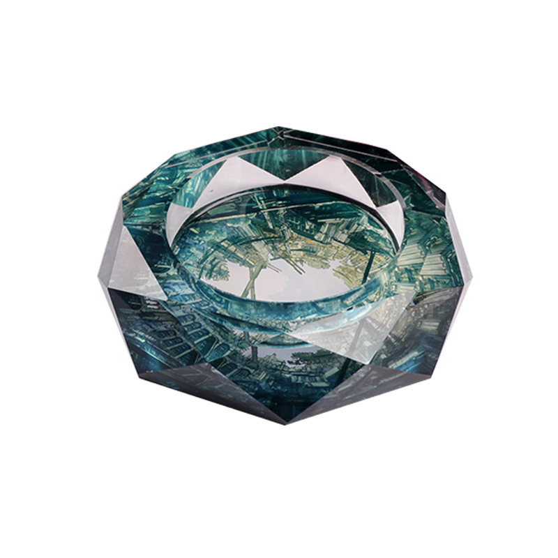 Manufacturers Creative Octagonal Transparent Crystal Glass Ashtray Ashtray Decoration Light Luxury Business Gifts Engraved Logo Item Picture