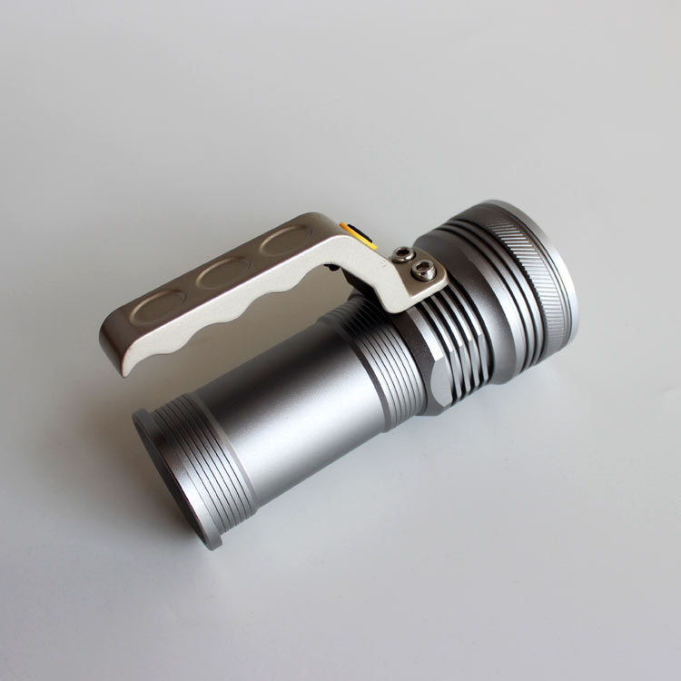 T6 portable searchlight, waterproof aluminum alloy rechargeable flashlight, patrol, camping, search and rescue, fishing, aluminum alloy waterproof details Picture