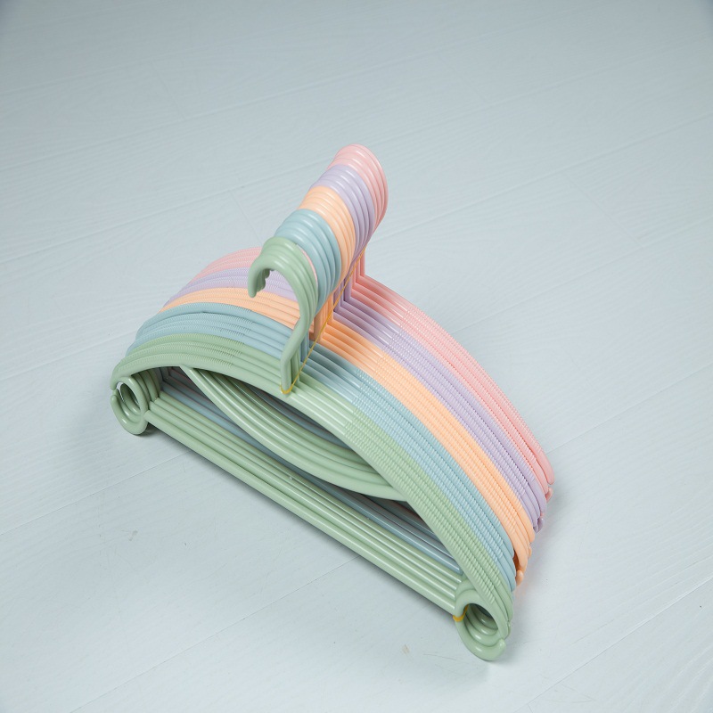 Rainbow-colored collar guard hanger, thickened plastic household hanger, clothes rack, clothes drying rack, clothes rack, clothes drying rack Specification image