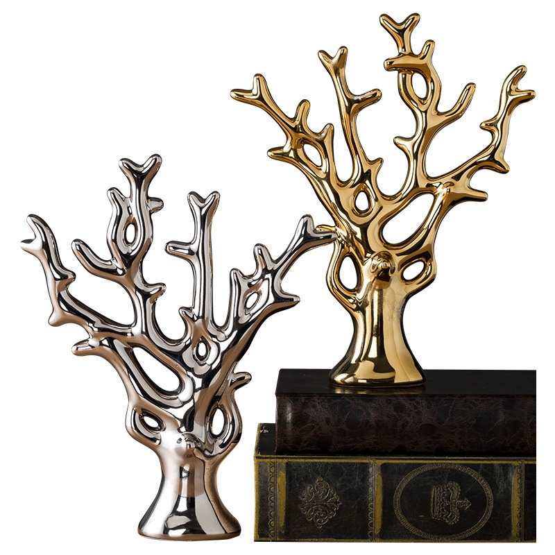 Home decorations, handicrafts, small ornaments, family rooms, living rooms, wine cabinets, fashionable displays, creative electroplated money trees Item Picture