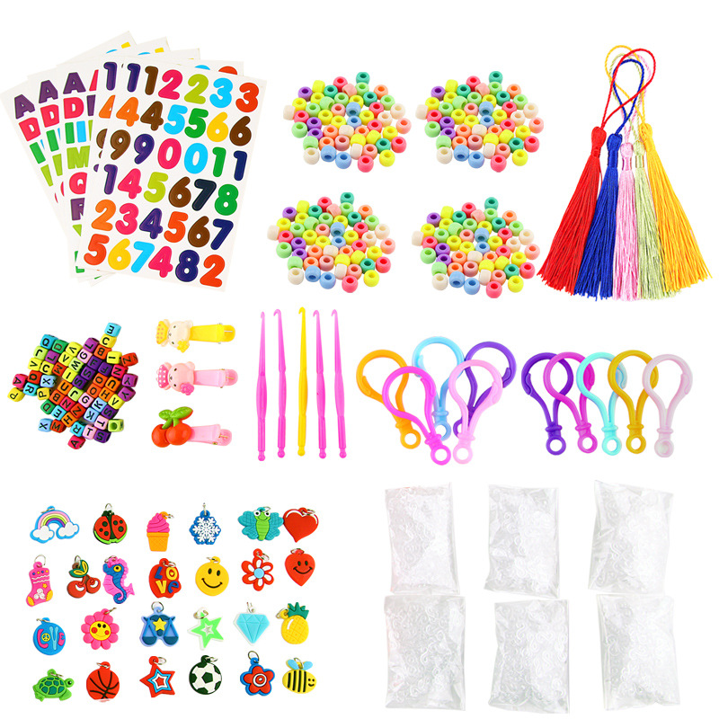 彩虹编织皮筋28格9000根DIY彩色手链套装 儿童diy玩具手绳配件细节图