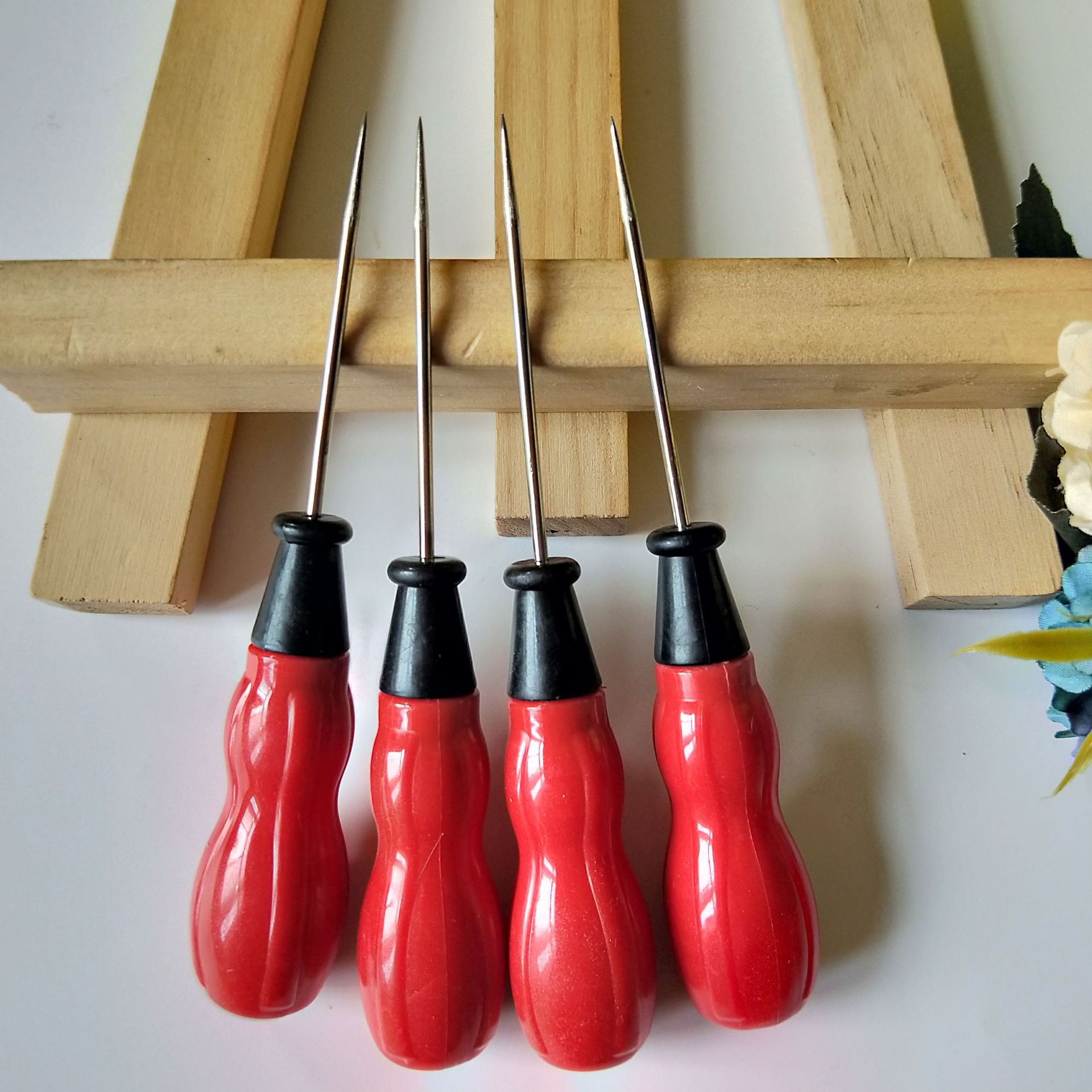 【1-6区】小号塑料（直锥）40/盒1600/箱 红柄锥子 不锈钢千枚通 直锥 葫芦柄千枚通 1元2货源