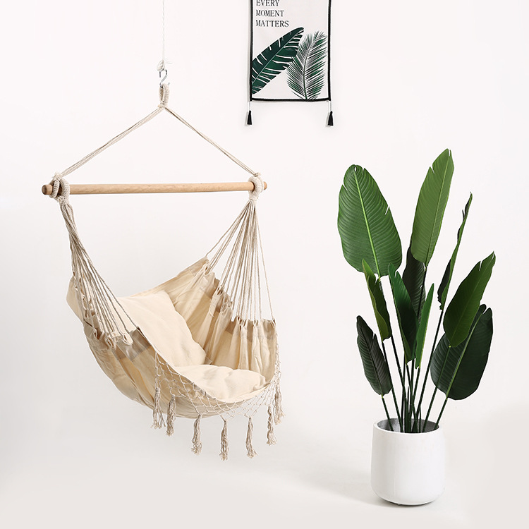Homestay cotton rope tassel linen hanging basket, indoor home single person balcony, internet-famous swing, Amazon cradle rocking chair Specification image