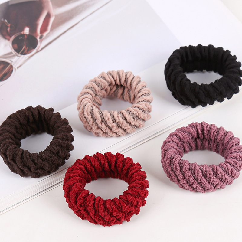 Boxed thickened and widened high-elasticity towel band, seamless fish-scale pattern hair tie, rubber band, leather cover, hair band