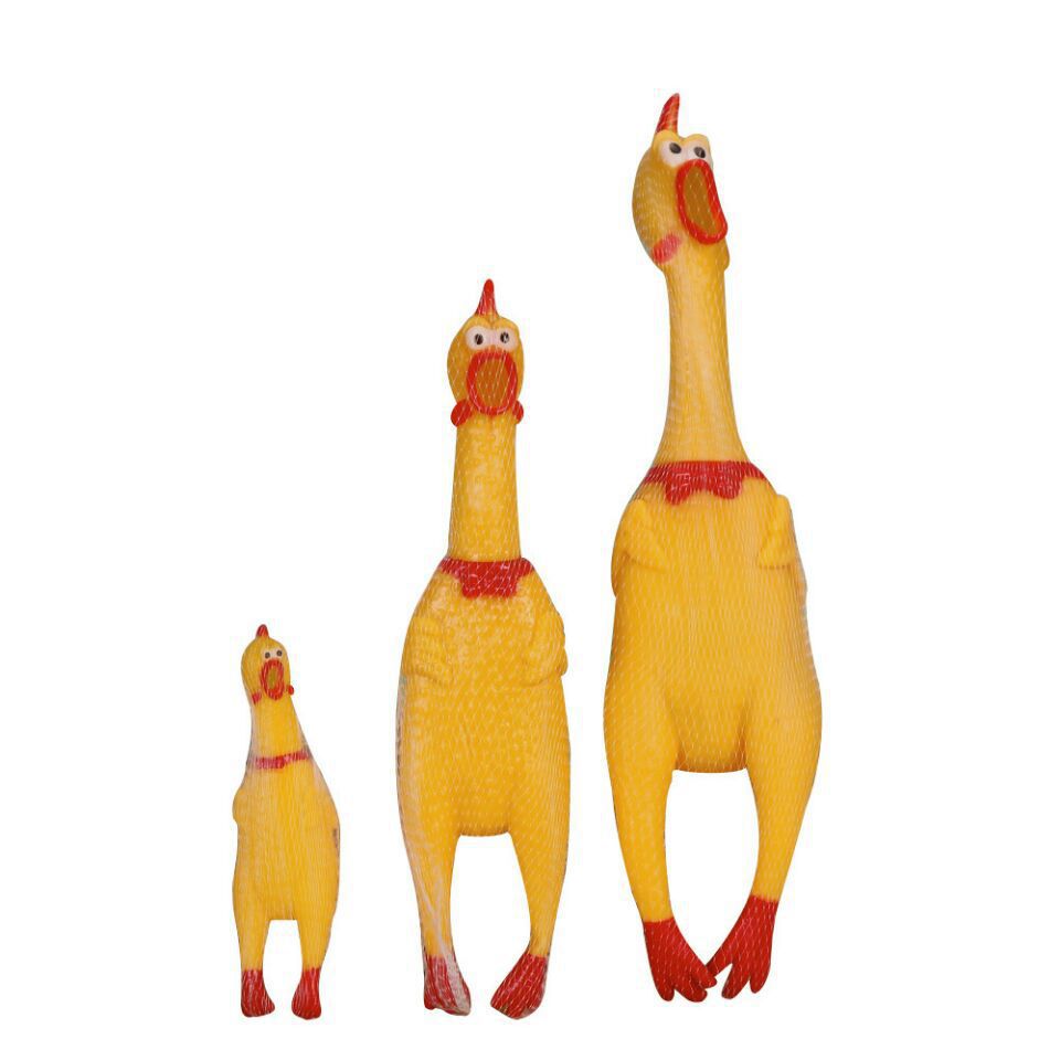The "Screaming chicken" sound toy is novel and unique. It's a prank toy that plays tricks on people to vent and relieve stress. The "screaming chicken" is large, small, and yellow Item Picture