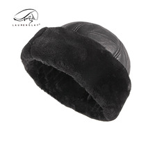 pu leather old man hat winter melon skin hat snow cap retro old man plus velvet thickened warm landlord hat man