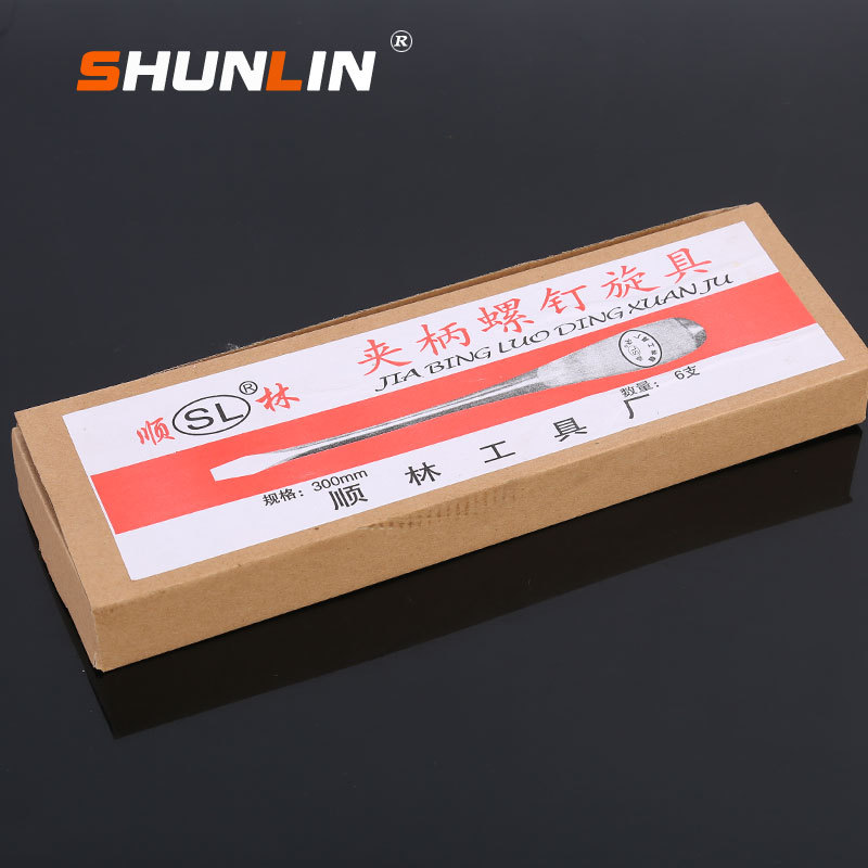 Stock Supply Linyi Manufacturers Shun Lin Grip Screwdriver 45# Steel 6 Inch Wooden Handle One Word Screwdriver Wooden Handle Application Scenario