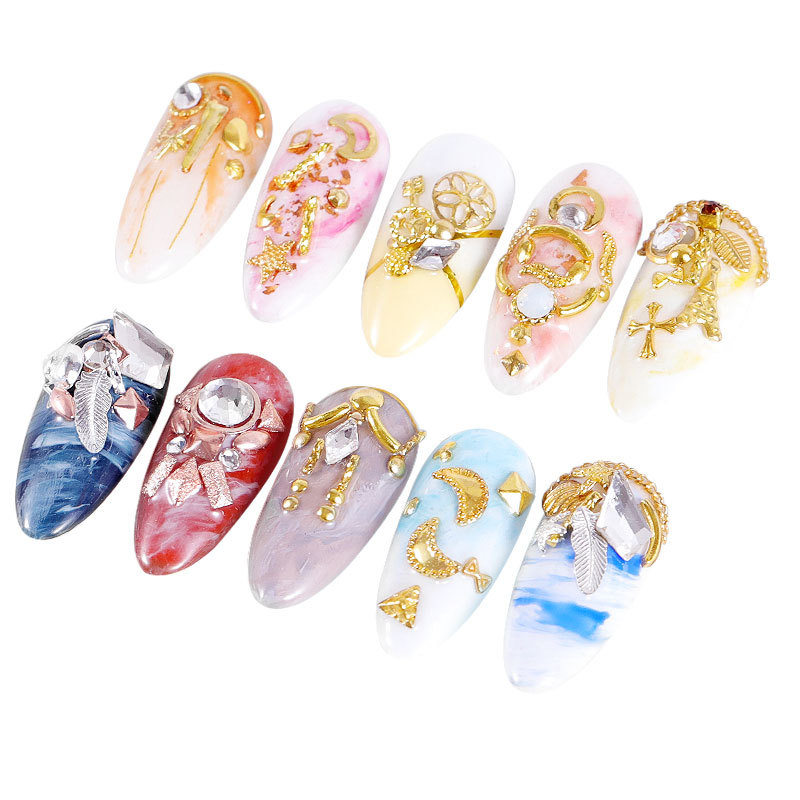 Nail art accessories Star Moon rivet day hollow-out alloy nail decoration rivet accessories manufacturers direct Specification drawing