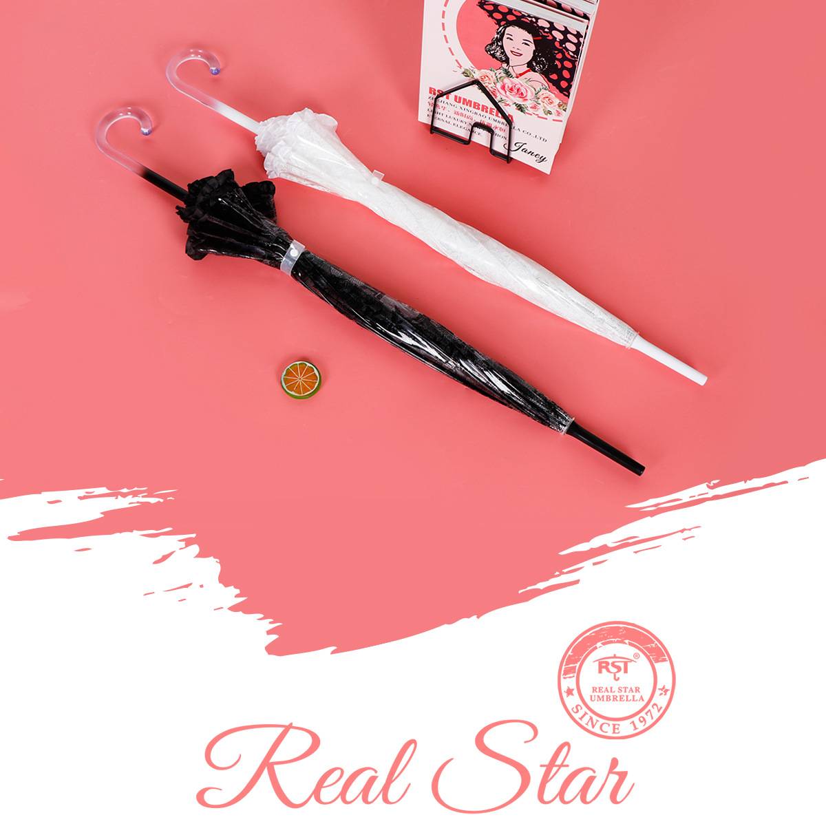 RST European-style umbrellas, festival wedding lace edge umbrellas, plastic transparent birdcage umbrellas Application Scenario