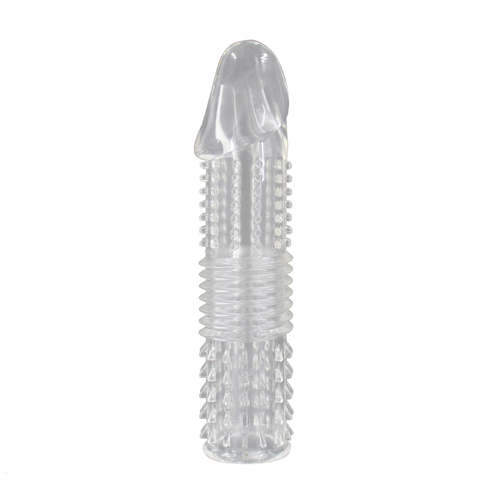 Transparent particle sex Wolf teeth braces for men, delay crystal sleeves, G-spot stimulation adult products Specification drawing