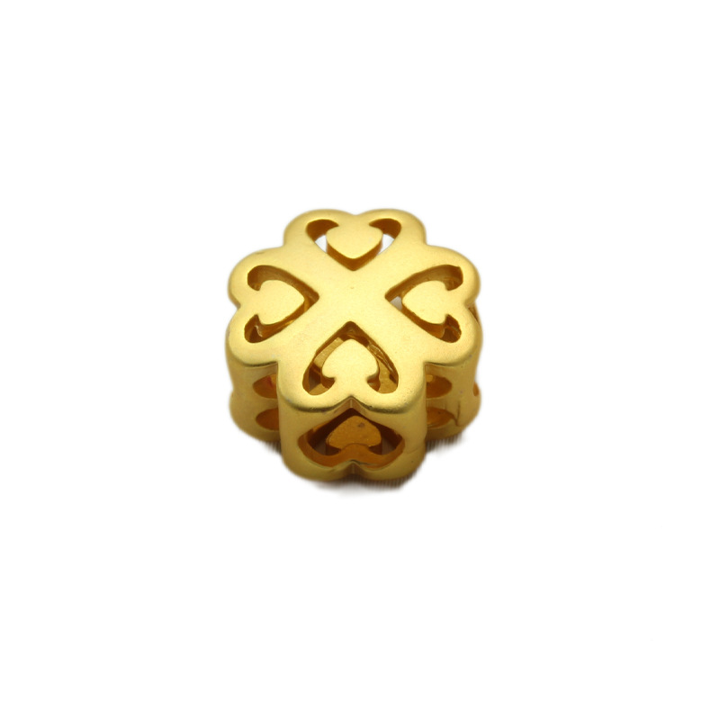 18K sand gold Chinese knot with large holes and beads, golden leather rope braided rope, adjustable accessory, diy handcrafted jewelry accessory Item Picture