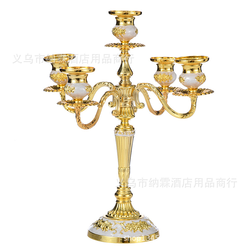 三头五头镀银金属合金欧式合金烛台家居酒店KTV 蜡烛台白底实物图