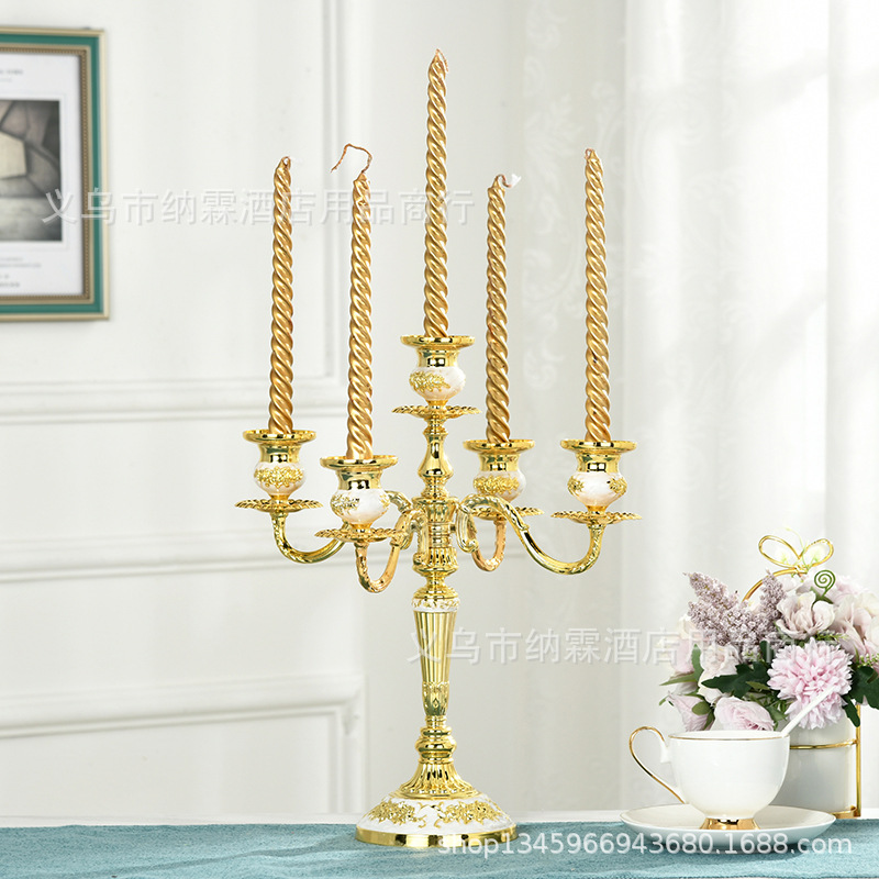 三头五头镀银金属合金欧式合金烛台家居酒店KTV 蜡烛台产品图