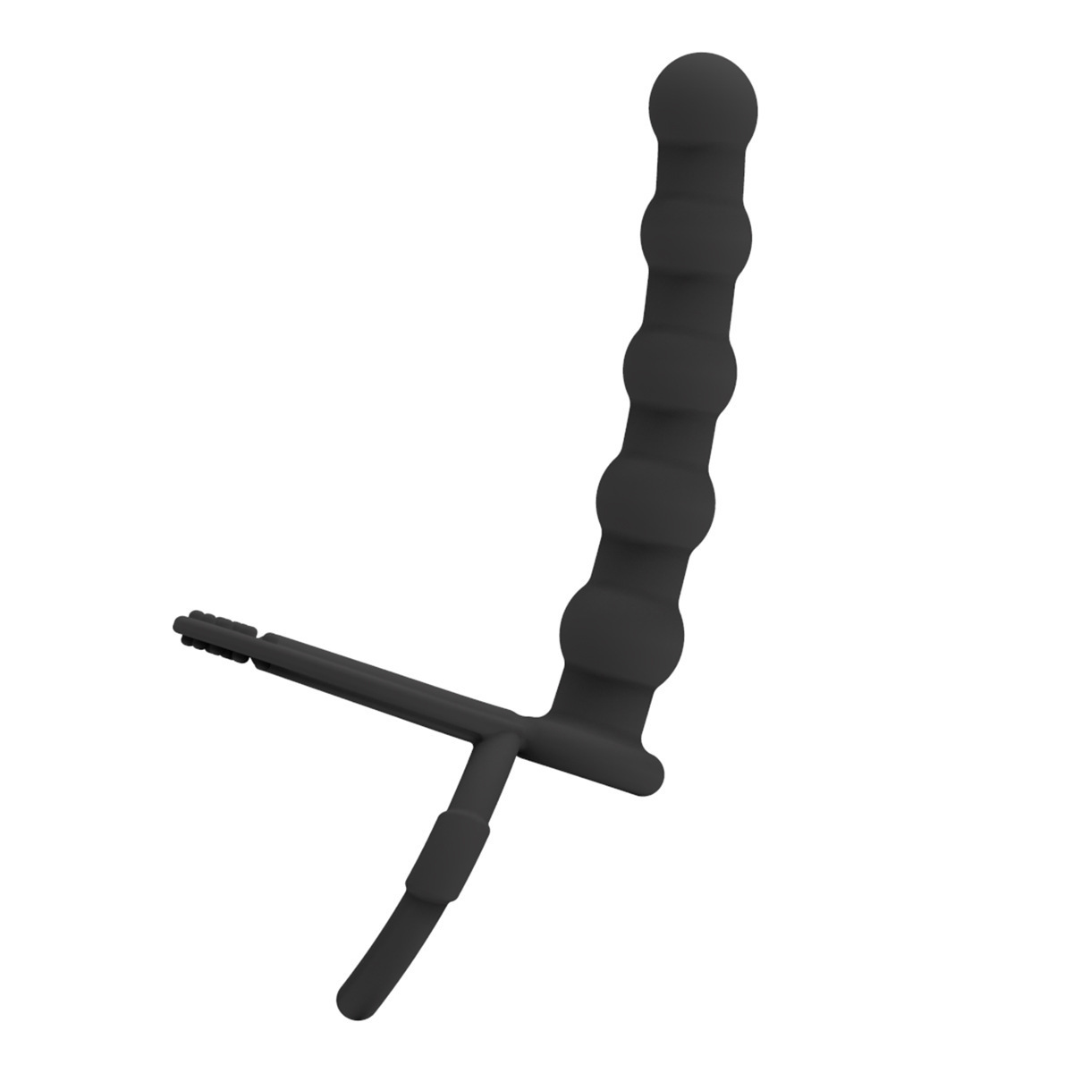 Silicone double-ring anal plug for both men and women, with a drawstring locking semen ring, is an adult sex toy Specification drawing