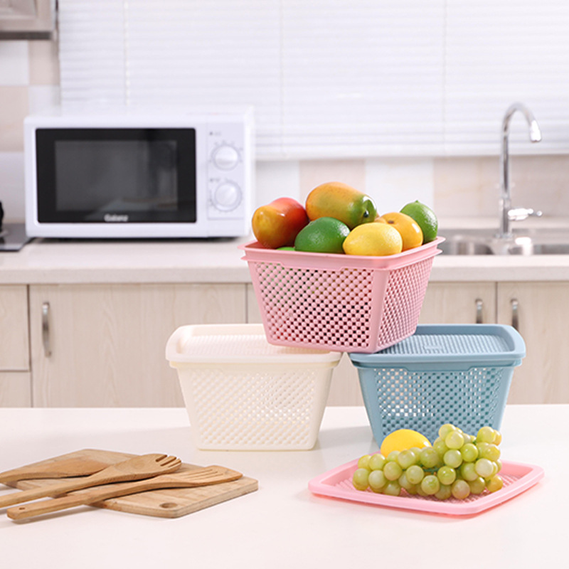 Plastic Storage Basket Home Hollow Simple Storage Box Drain Basket Kitchen Washing Basket Fruit Basket Pet Hamster Basket details Picture