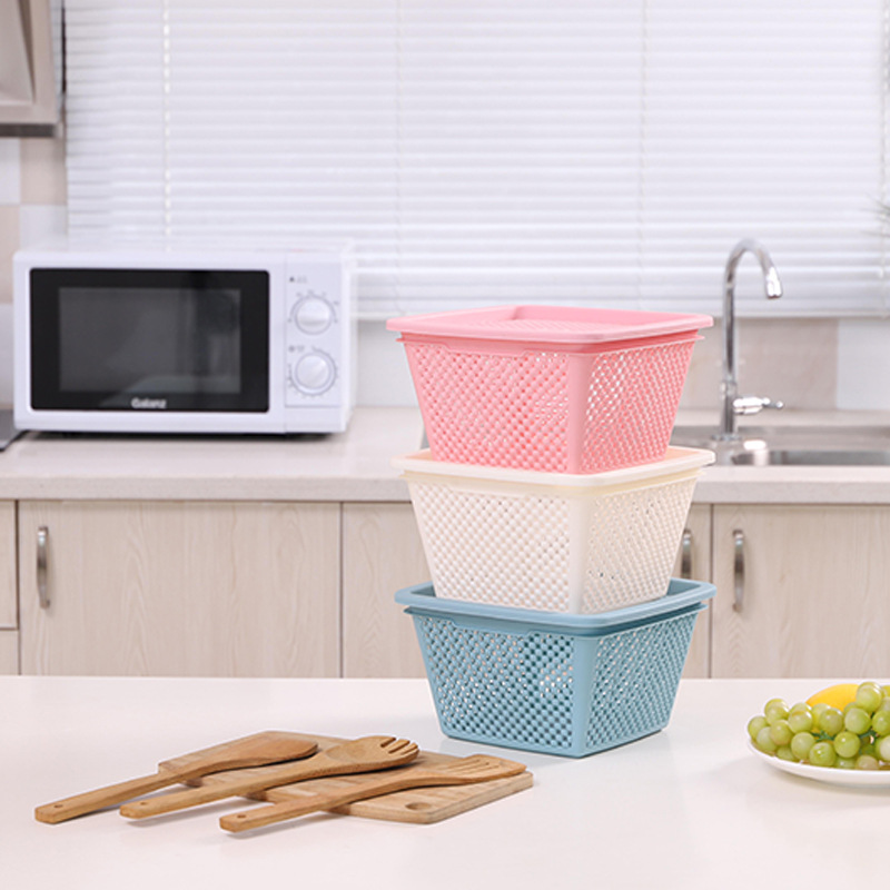 Plastic Storage Basket Home Hollow Simple Storage Box Drain Basket Kitchen Washing Basket Fruit Basket Pet Hamster Basket