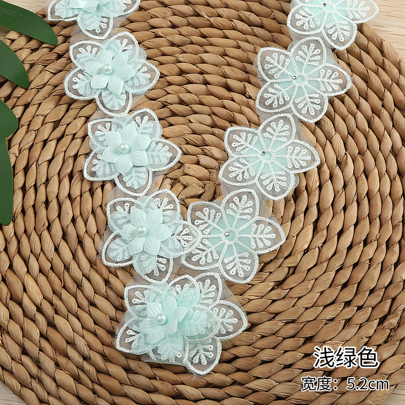 New three-layer organza lace craft accessories and clothing accessories with multi-color beaded organza lace Specification image