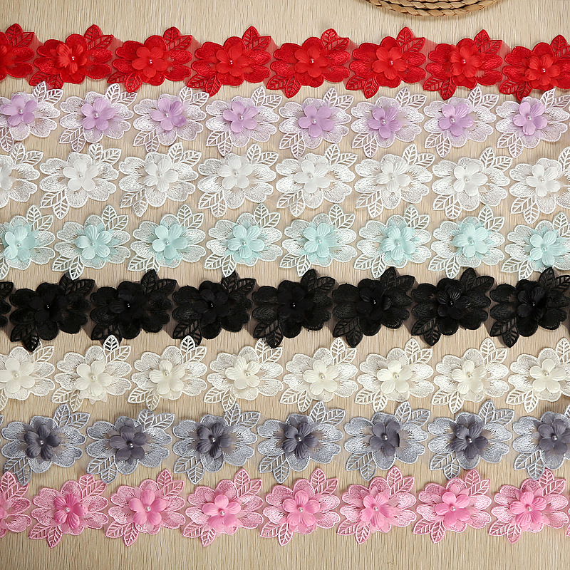 Three-layer three-dimensional beaded organza lace, multi-layer leaf organza lace handicrafts, accessories, clothing accessories Three-layer three-dimensional beaded organza lace, multi-layer leaf organza lace handicrafts, accessories, clothing accessories