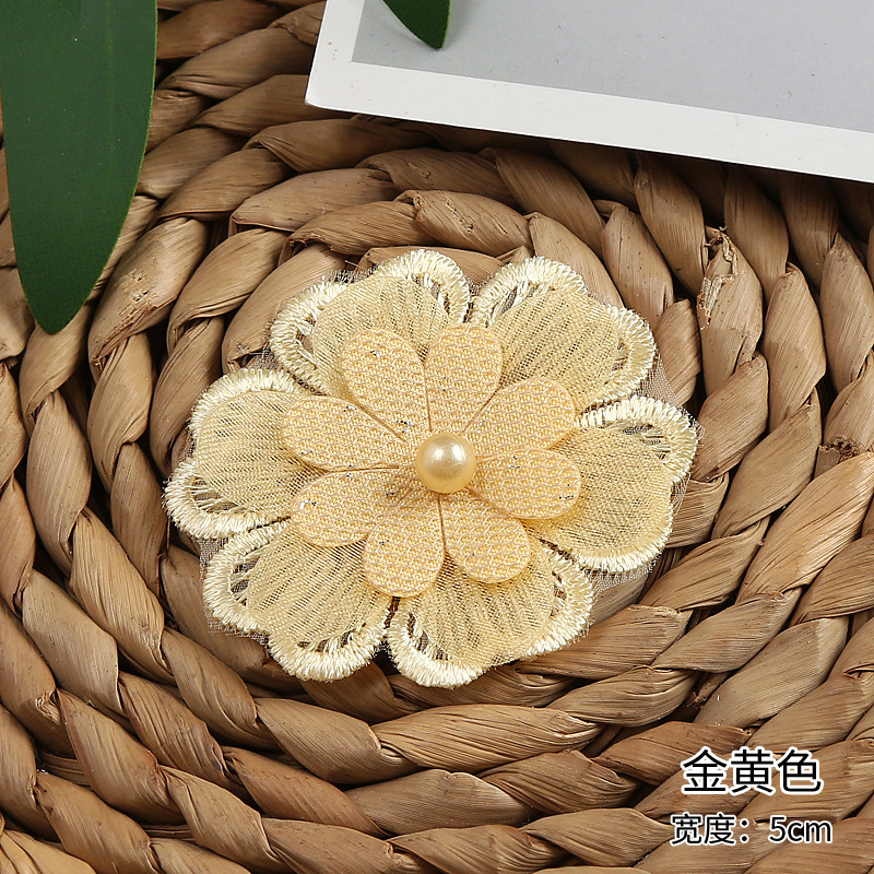 Beaded organza three-dimensional flower three-layer organza lace clothing accessories Application Scenario