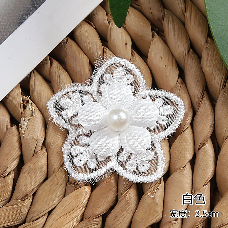 Headwear, organza flower seven-color double-layer beaded lace trim, DIY clothing accessories, wedding dress lace, polyester Application Scenario
