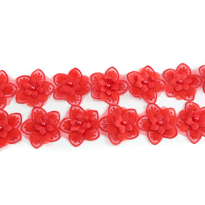 New three-layer organza lace craft accessories and clothing accessories with multi-color beaded organza lace Item Picture