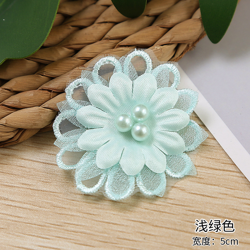 Factory direct sales of multi-color beaded organza flower new three-layer organza lace accessories and clothing accessories details Picture