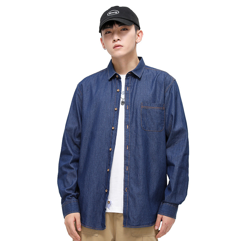Dongyu Men's Autumn And Winter Cotton Day Cowboy Men's Shirt Pure Cotton Slim Casual Shirt Male Spot Wholesale Item Picture