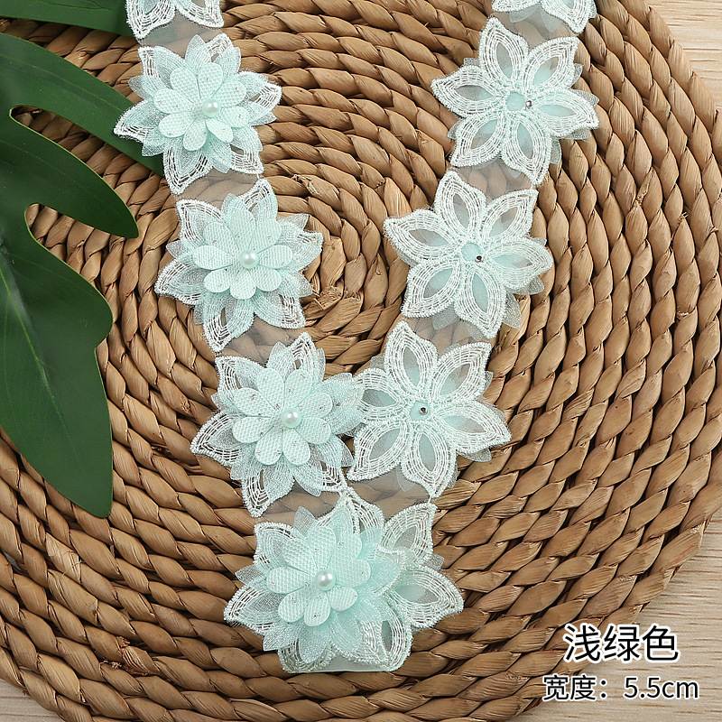 New three-layer organza lace craft accessories and clothing accessories with multi-color diamond-encrusted beaded organza lace details Picture