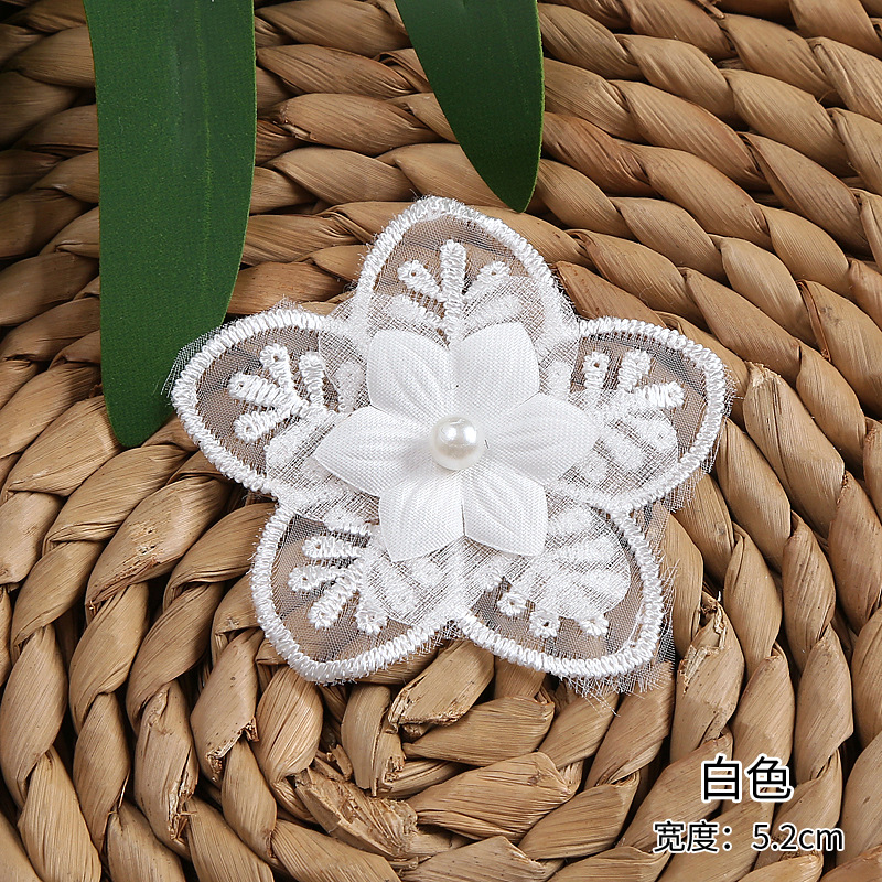 New multi-color beaded organza flower three-layer organza lace accessory clothing accessories factory direct sales Specification image