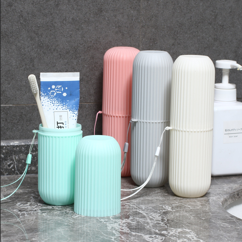 Travel striped toothbrush case Portable toiletry cup Brushing cup set Dental kit Dental jar Nordic minimalist toothbrush