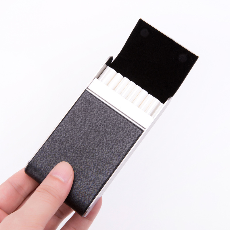 20-pack men's moisture-proof and pressure-resistant stainless steel cigarette box, personalized and portable women's leather cigarette box Specification image