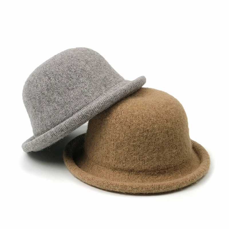 Korean-style rolled-up round top hat, women's winter fashion straw hat, knitted basin hat, Japanese-style casual and versatile fisherman hat Specification image