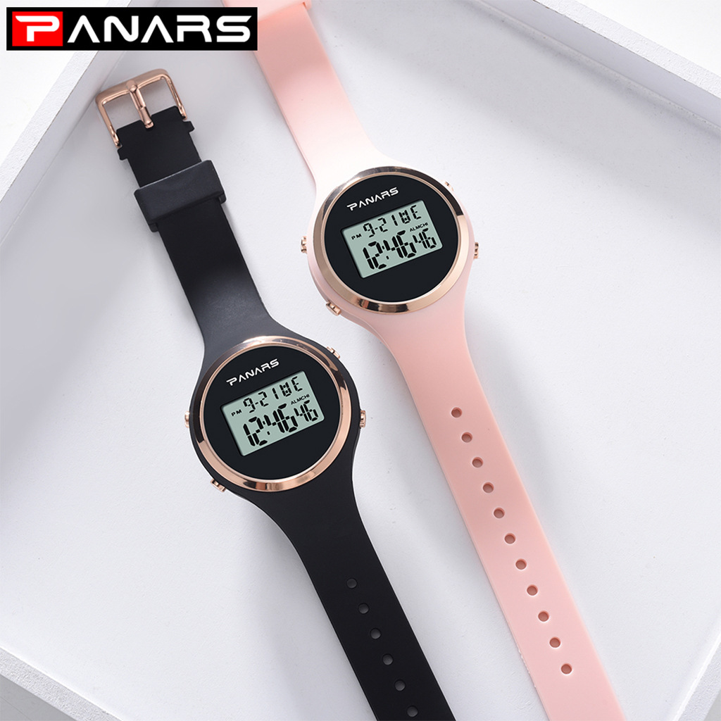 Factory direct sales of girls' luminous student electronic watches, fashionable, elegant, simple, waterproof silicone strap, new Amazon details Picture